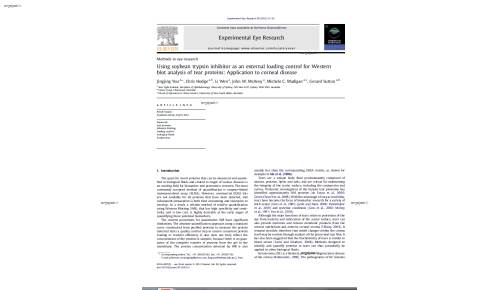 Using soybean trypsin inhibitor as an external loading control for Western blot analysis of tear proteins: Application to corneal disease